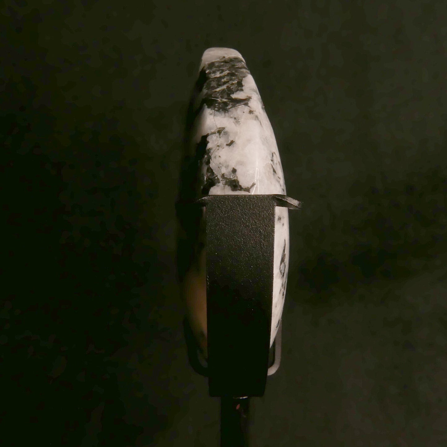 Rainbow Moonstone Moon with Black Metal Stand | Snow Heart Crystals - Online Crystal Shop Canada