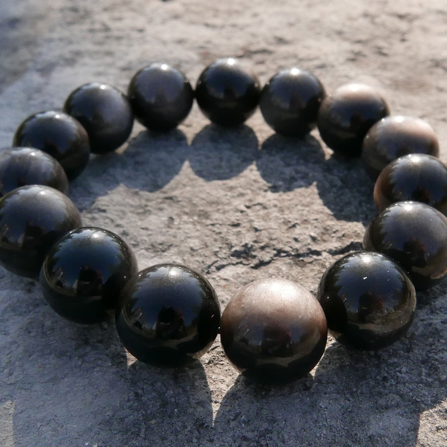 Silver Obsidian Bracelet (8-8.5mm) | Snow Heart Crystals - Online Crystal Shop Canada