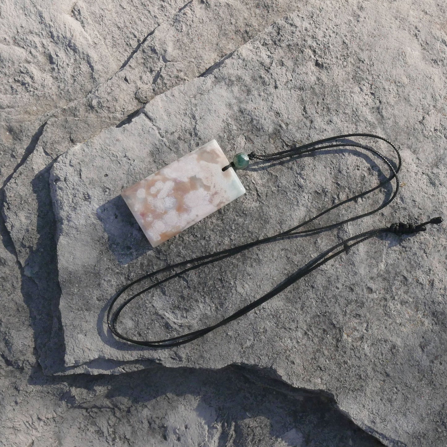 Flower Agate Pendant with Adjustable 1mm Waxed Cord Necklace | Snow Heart Crystals - Online Crystal Shop Canada