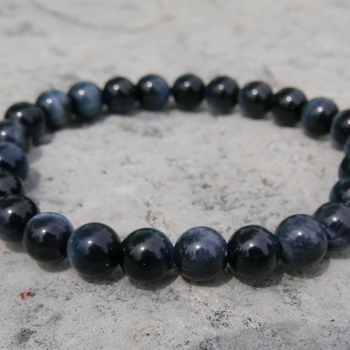 Blue Tiger Eye Bead Bracelet (6.5-7mm) | Snow Heart Crystals - Online Crystal Shop Canada