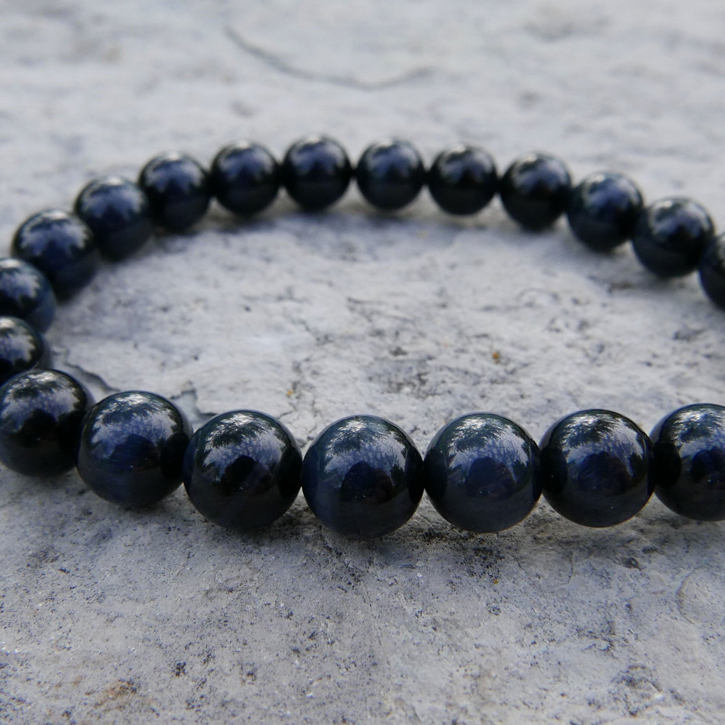 Blue Tiger Eye Bead Bracelet (8-8.5mm) | Snow Heart Crystals - Online Crystal Shop Canada