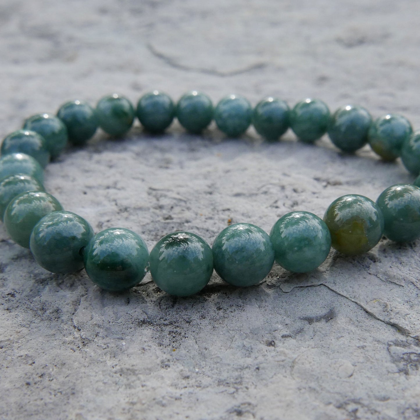 Blue Water Jade Bracelet (7.5-8mm) | Snow Heart Crystals - Online Crystal Shop Canada