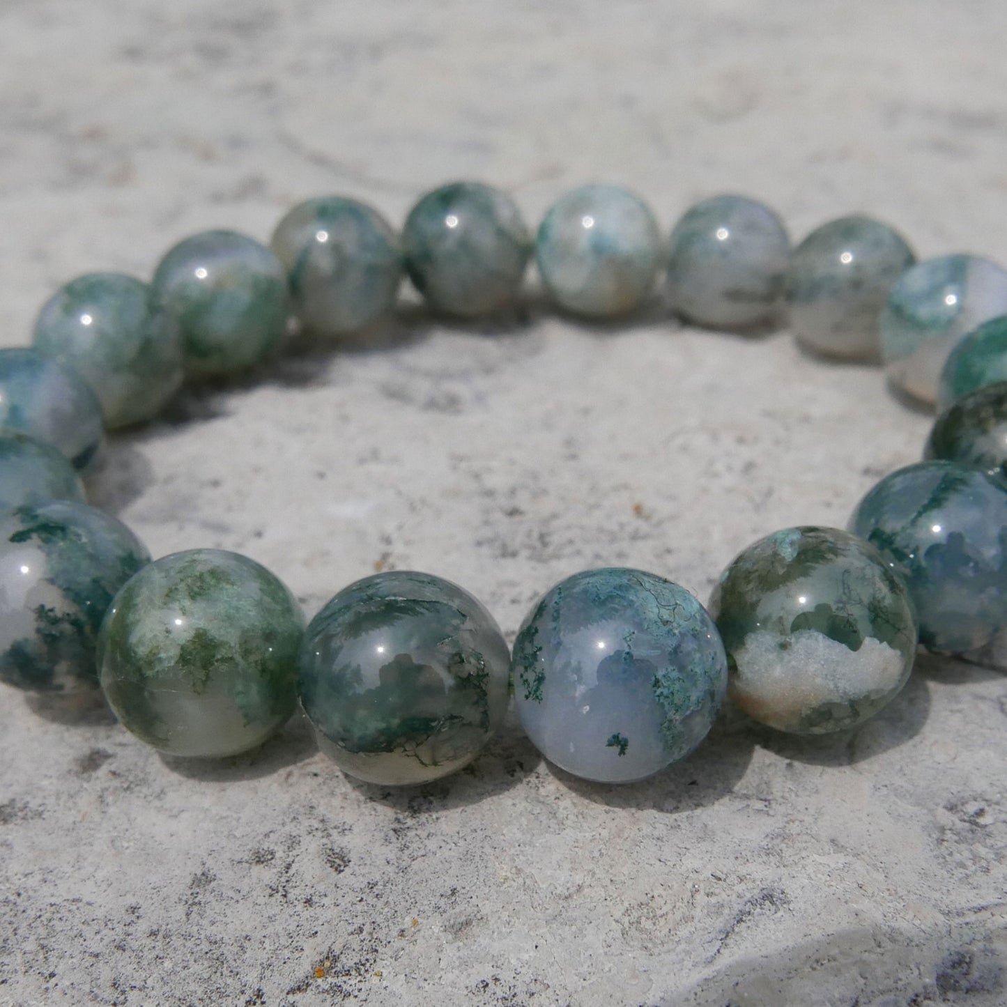 Moss Agate Bracelet (11.5-12mm) | Snow Heart Crystals - Online Crystal Shop Canada