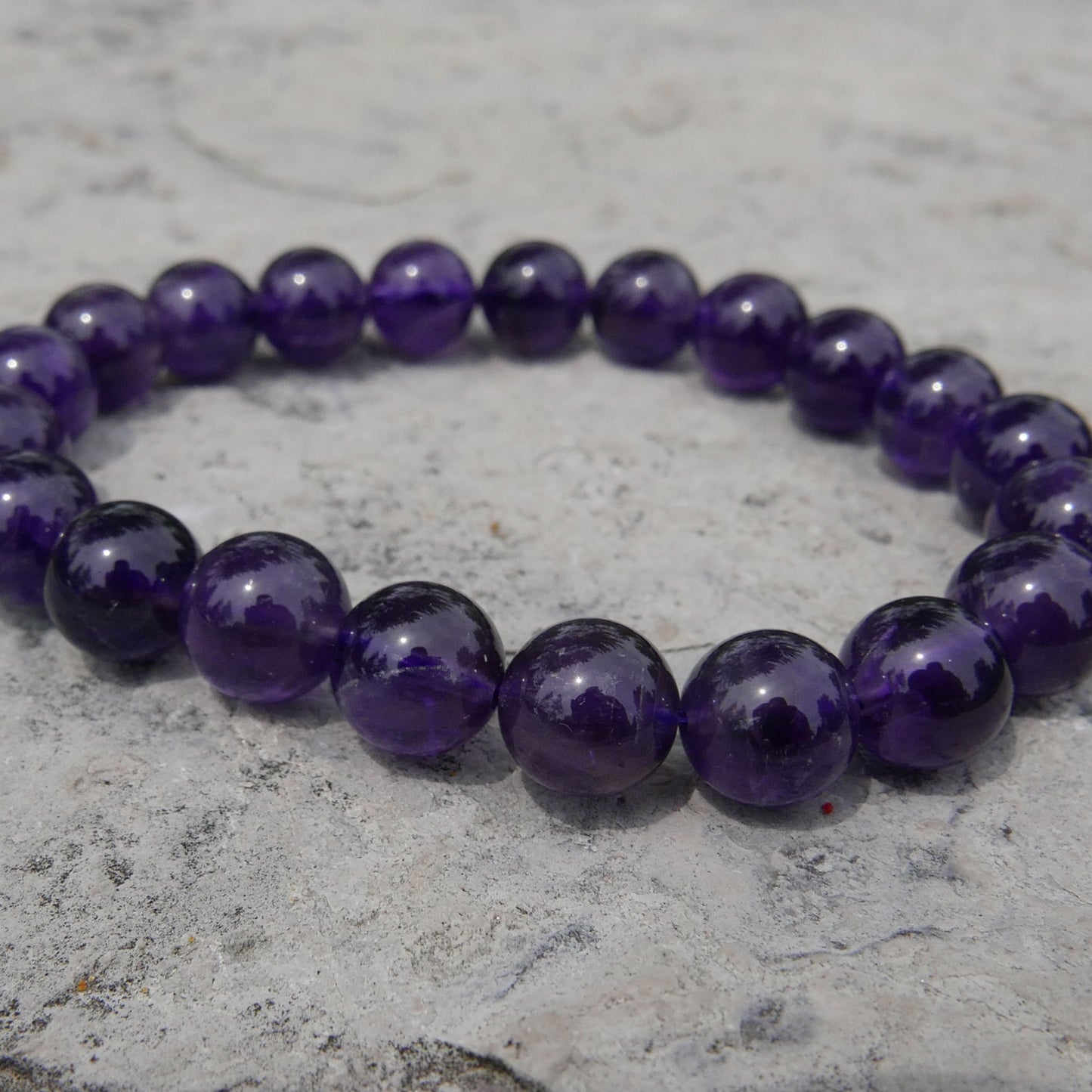 Amethyst Bead Bracelet (9-10mm) | Snow Heart Crystals - Online Crystal Shop Canada