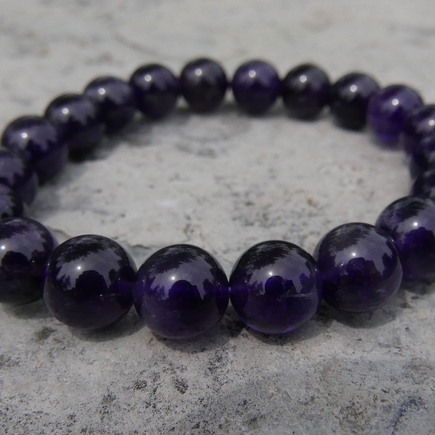 Amethyst Bead Bracelet (10-10.5mm) | Snow Heart Crystals - Online Crystal Shop Canada