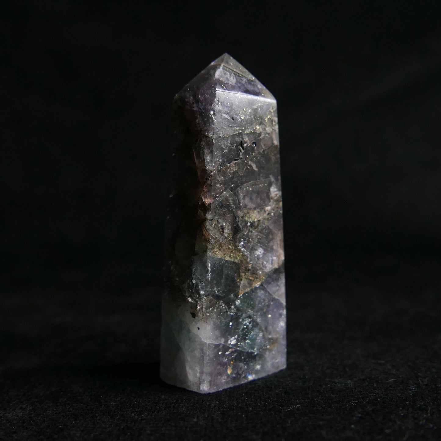 Fluorite with Pyrite Tower | Snow Heart Crystals