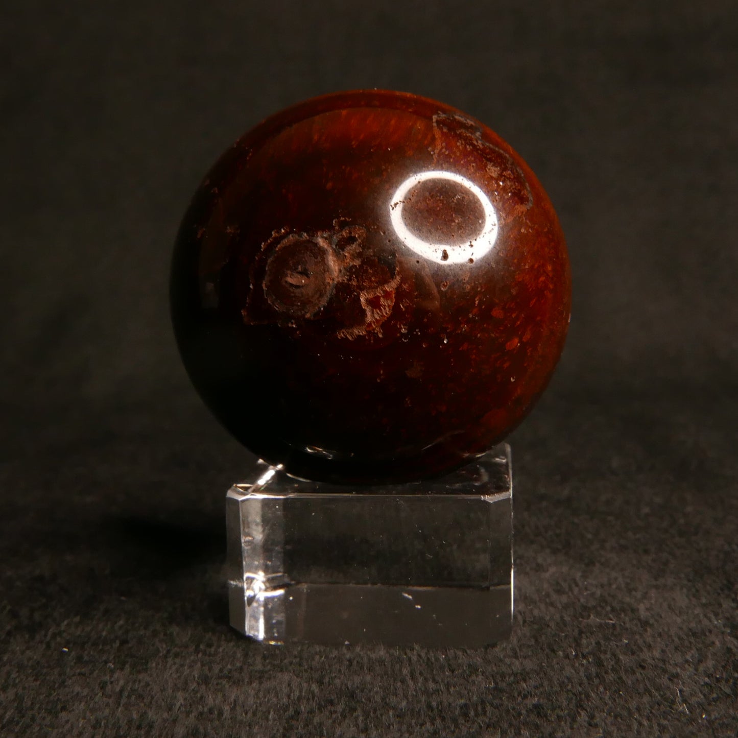 Red Tiger Eye Sphere with Glass Stand | Snow Heart Crystals - Online Crystal Shop Canada
