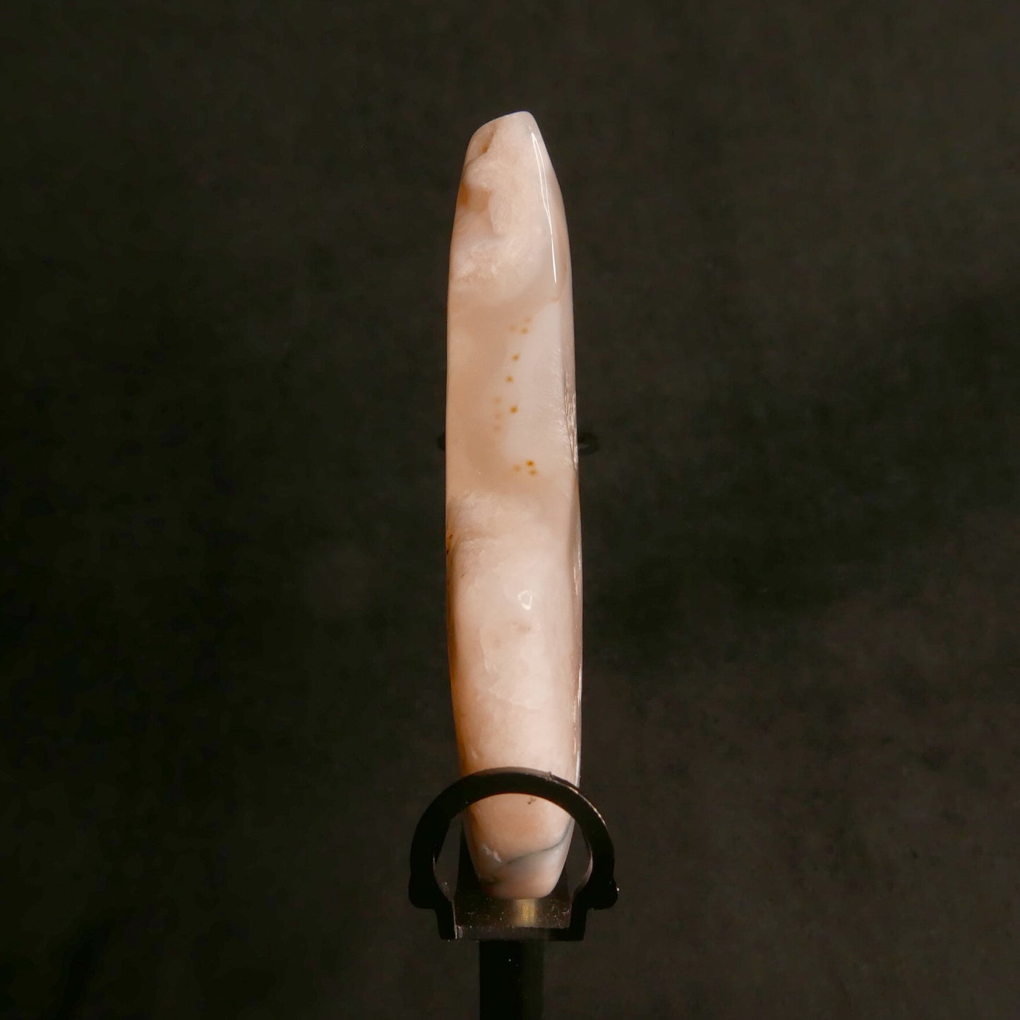 Flower Agate Moon with Black Metal Stand | Snow Heart Crystals - Online Crystal Shop Canada