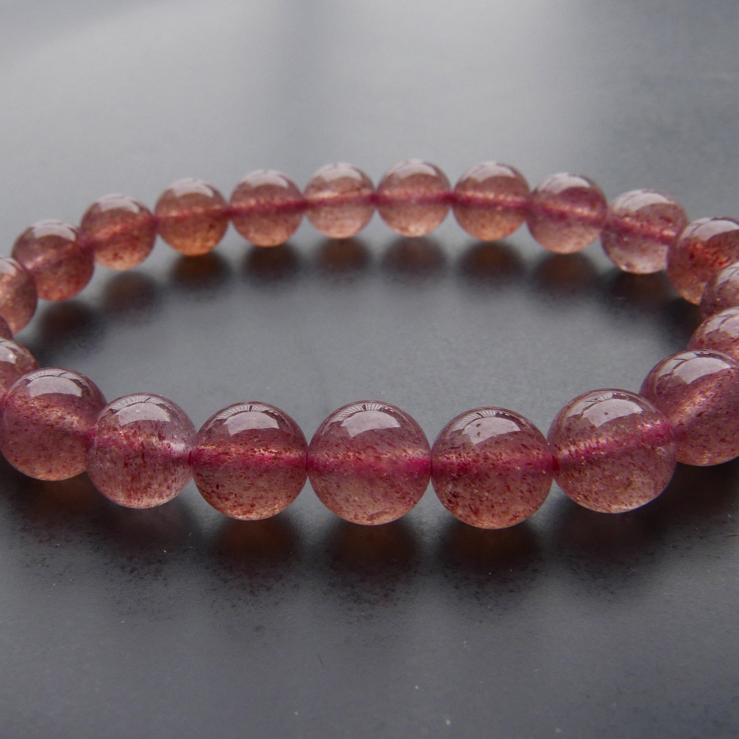Strawberry Quartz Bead Bracelet | Snow Heart Crystals - Online Crystal Shop Canada