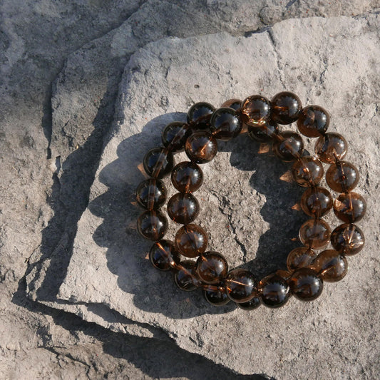 Smoky Quartz Bead Bracelet (11.5-12mm) | Snow Heart Crystals - Online Crystal Shop Canada