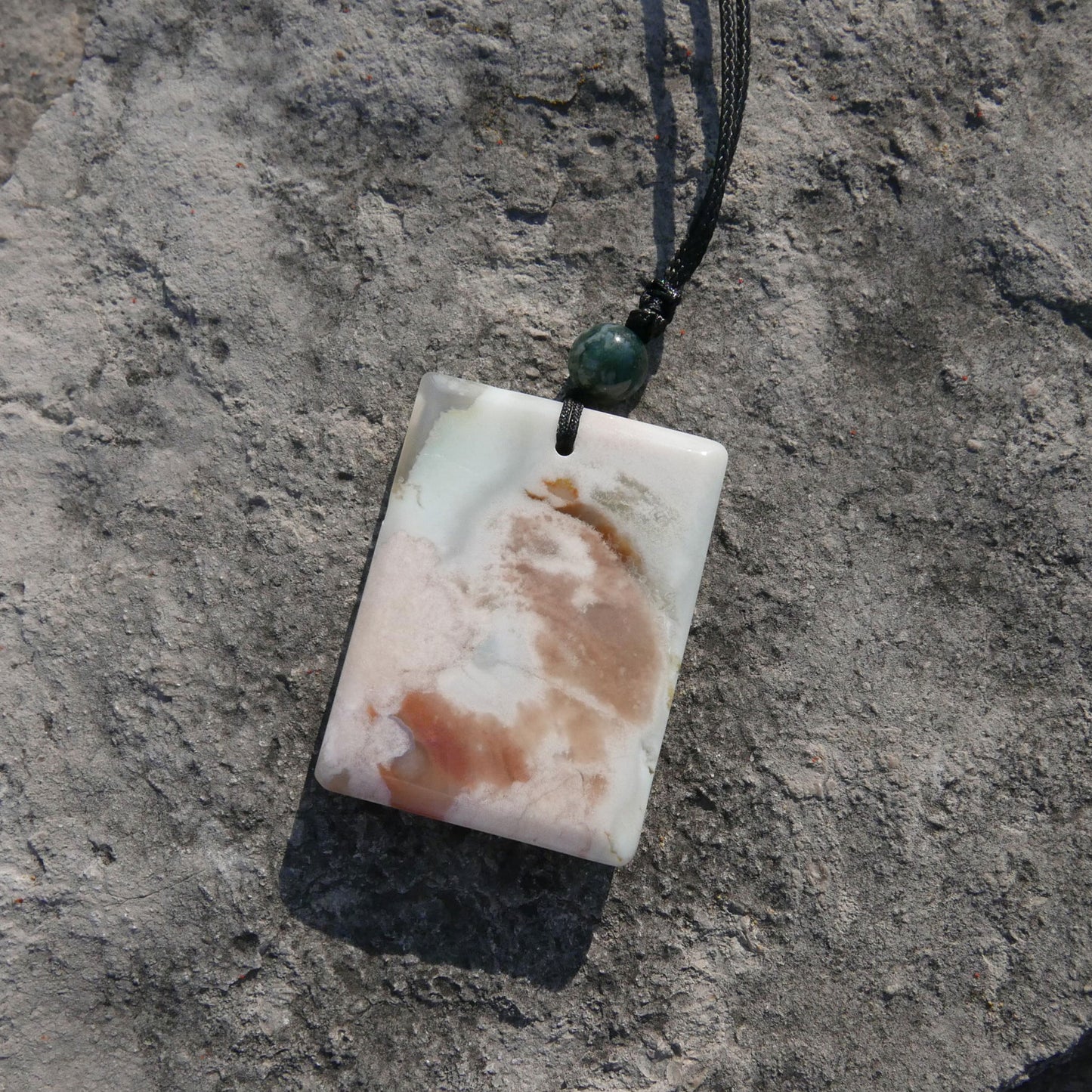 Flower Agate Pendant with Adjustable 1mm Waxed Cord Necklace | Snow Heart Crystals - Online Crystal Shop Canada 