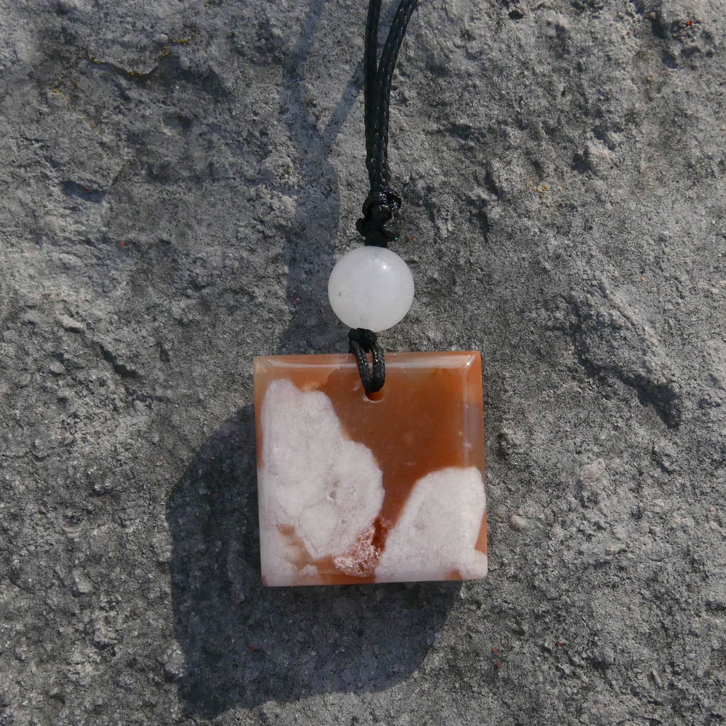 Flower Agate Pendant with Adjustable 1mm Waxed Cord Necklace | Snow Heart Crystals - Online Crystal Shop Canada 