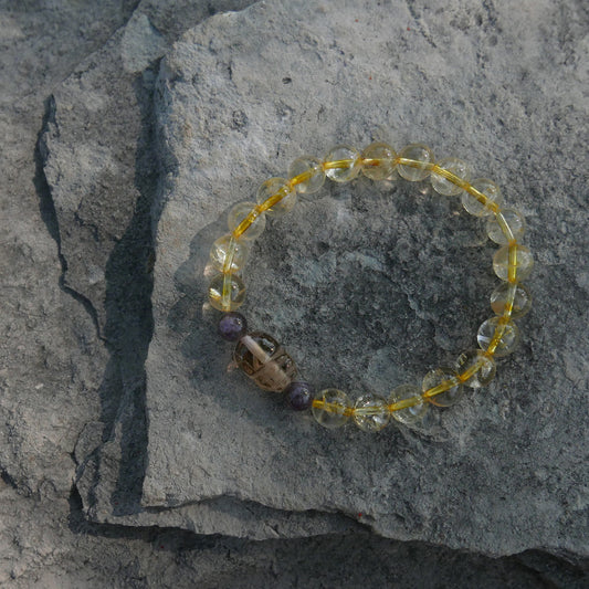 Citrine Bracelet (8-8.5mm) and Amethyst with Ametrine Pixiu | Snow Heart Crystals