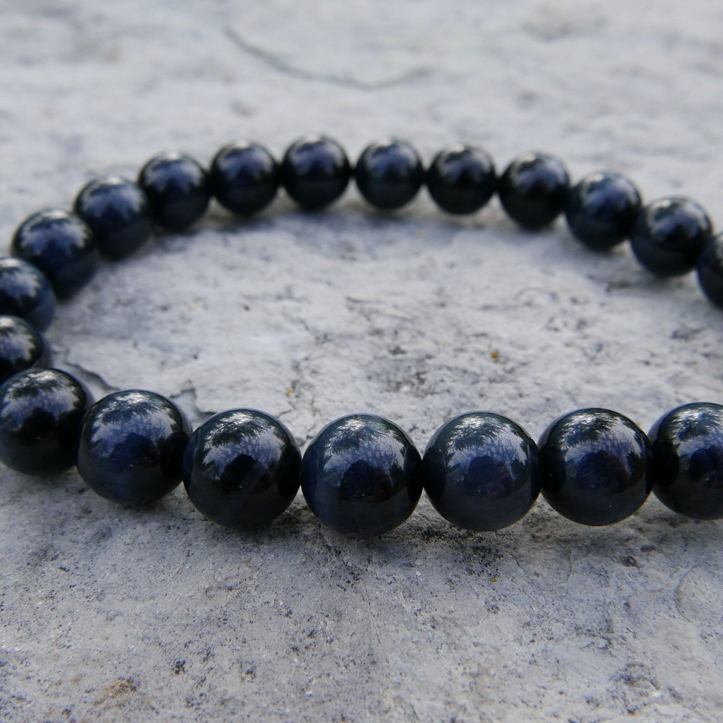 Blue Tiger Eye Bead Bracelet (8-8.5mm) | Snow Heart Crystals - Online Crystal Shop Canada 