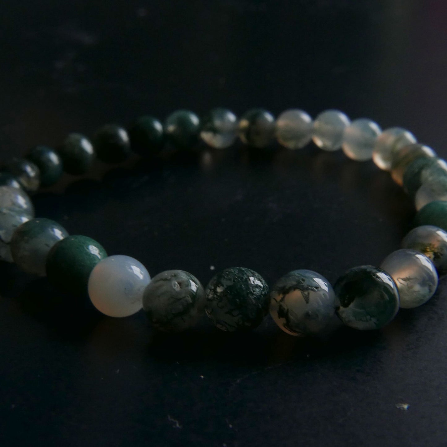 Moss Agate Bracelet (6-6.5mm) | Snow Heart Crystals - Online Crystal Shop Canada