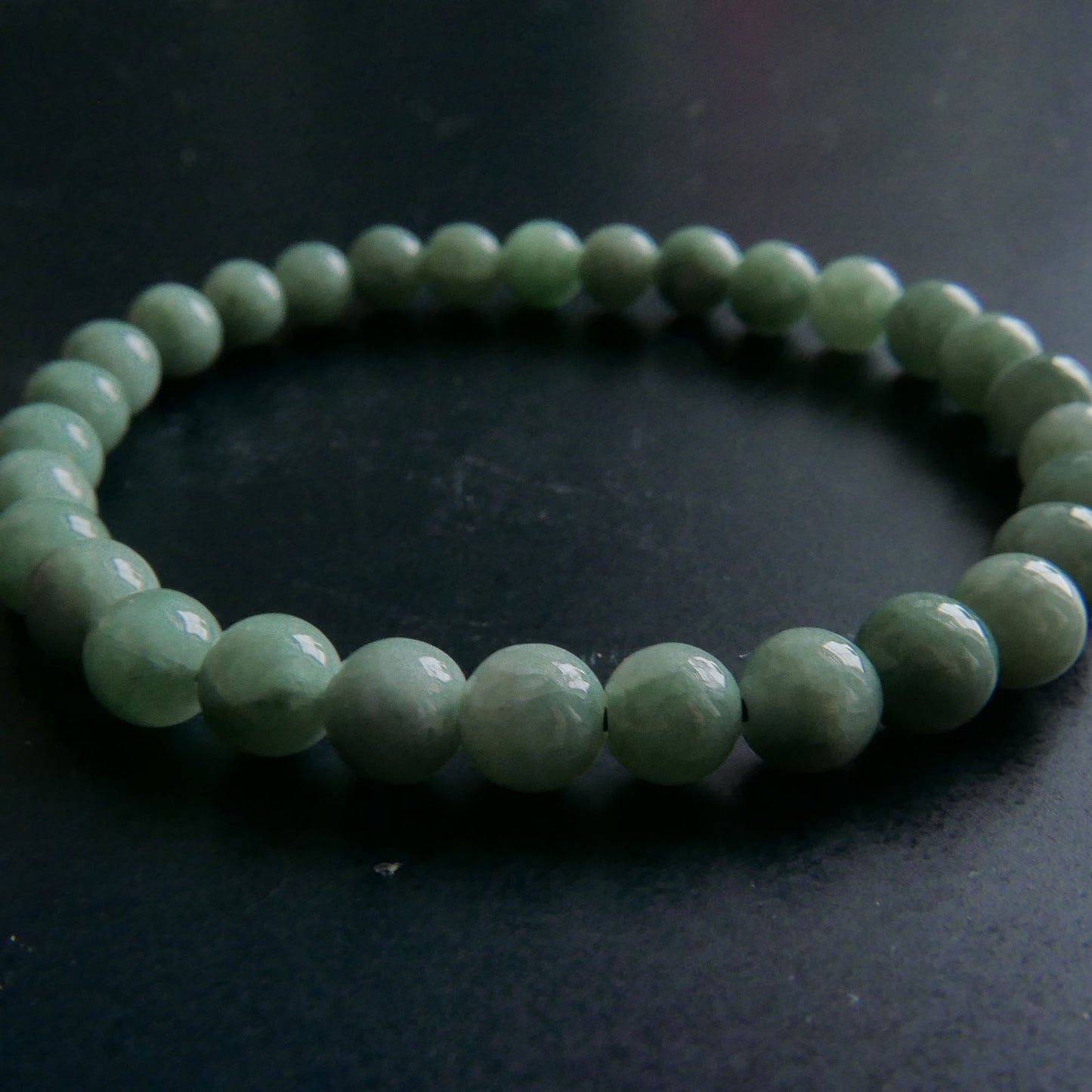 Green Jade Bracelet (6-6.5mm) | Snow Heart Crystals - Online Crystal Shop Canada 