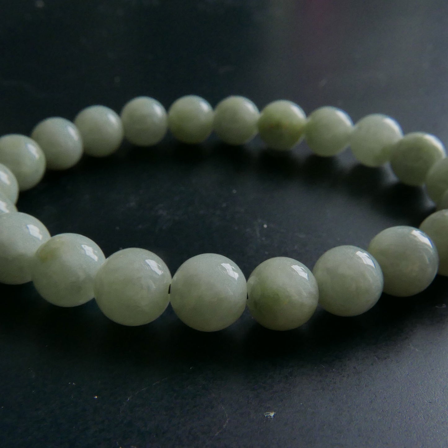 Green Jade Bracelet (8.5-9mm) | Snow Heart Crystals - Online Crystal Shop Canada 