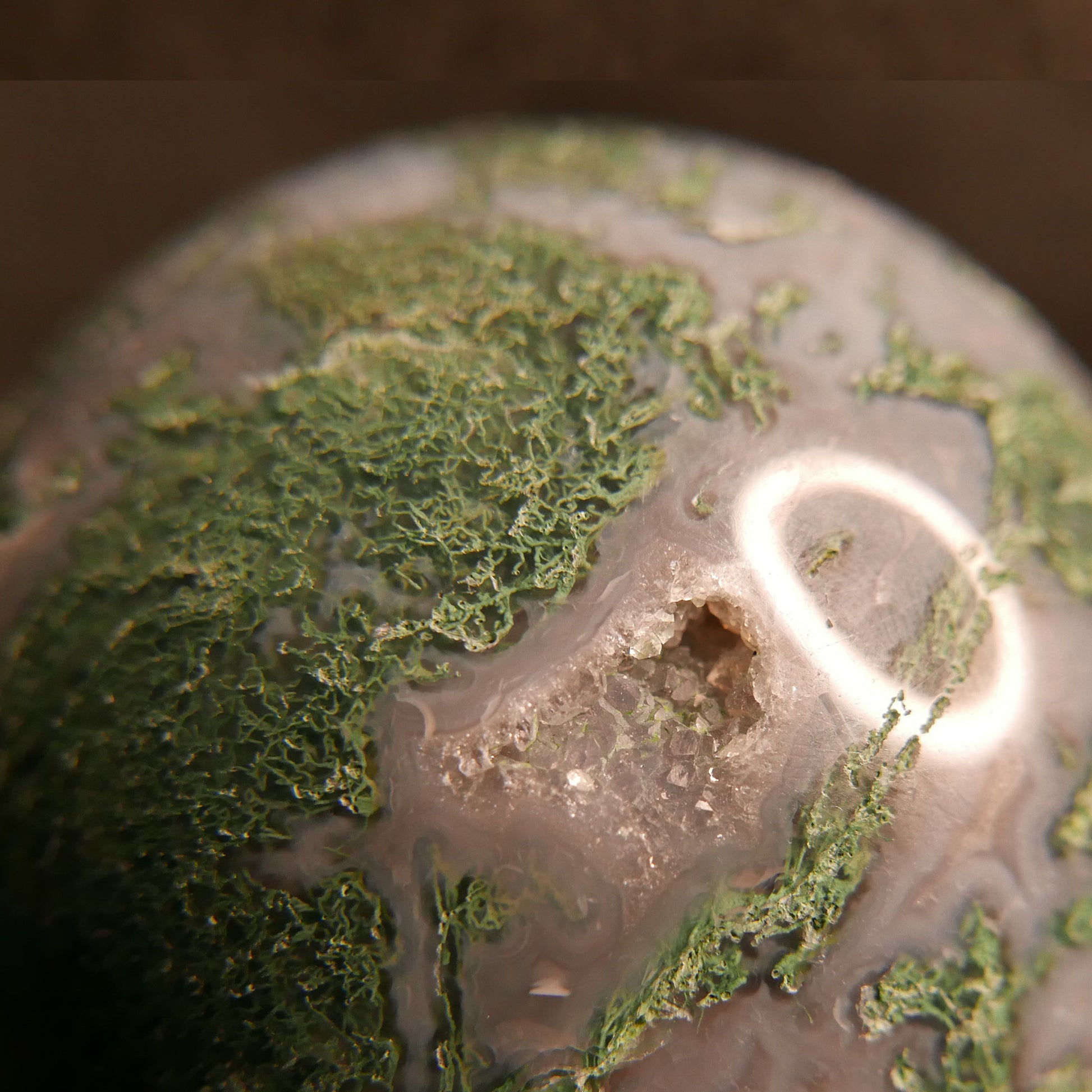 Moss Agate Sphere | Snow Heart Crystals