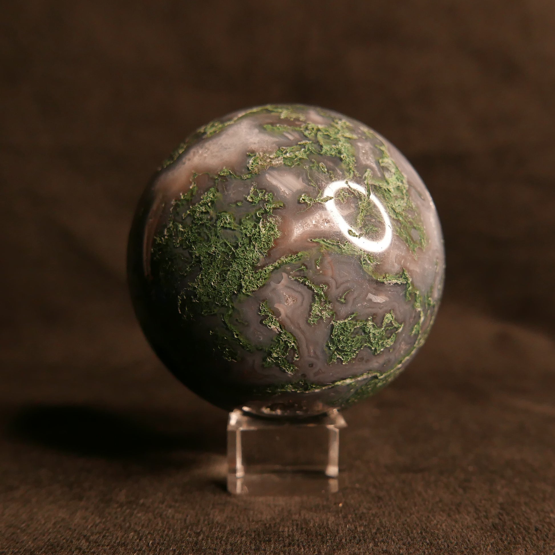 Moss Agate Sphere | Snow Heart Crystals