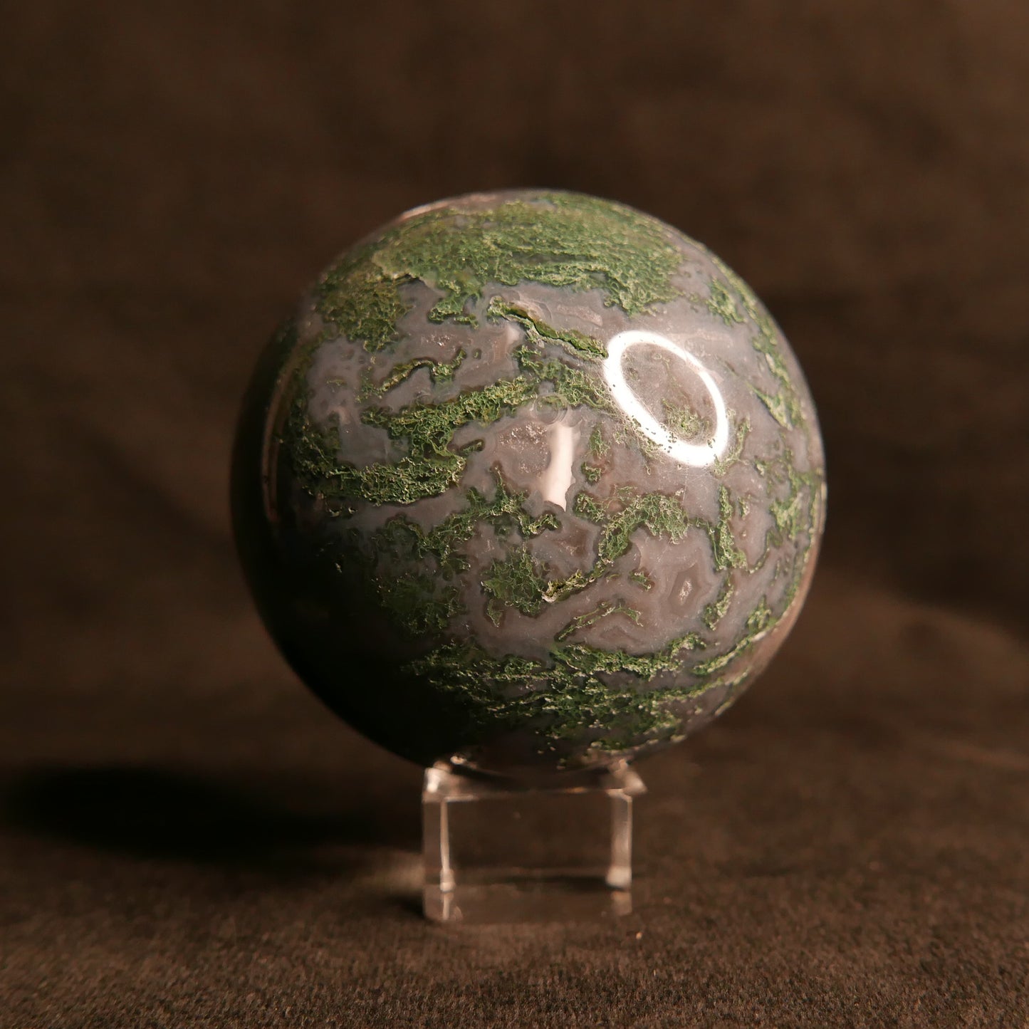 Moss Agate Sphere | Snow Heart Crystals