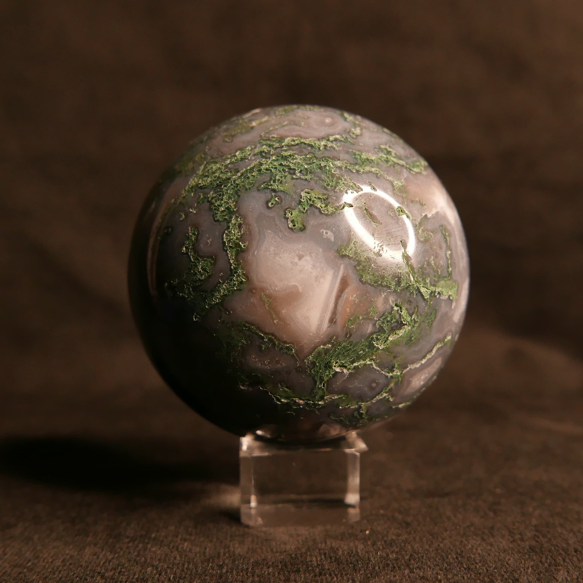 Moss Agate Sphere | Snow Heart Crystals