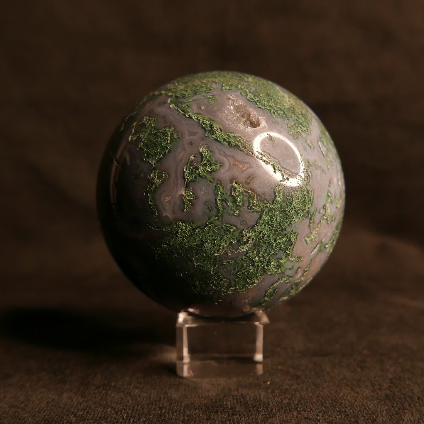 Moss Agate Sphere | Snow Heart Crystals