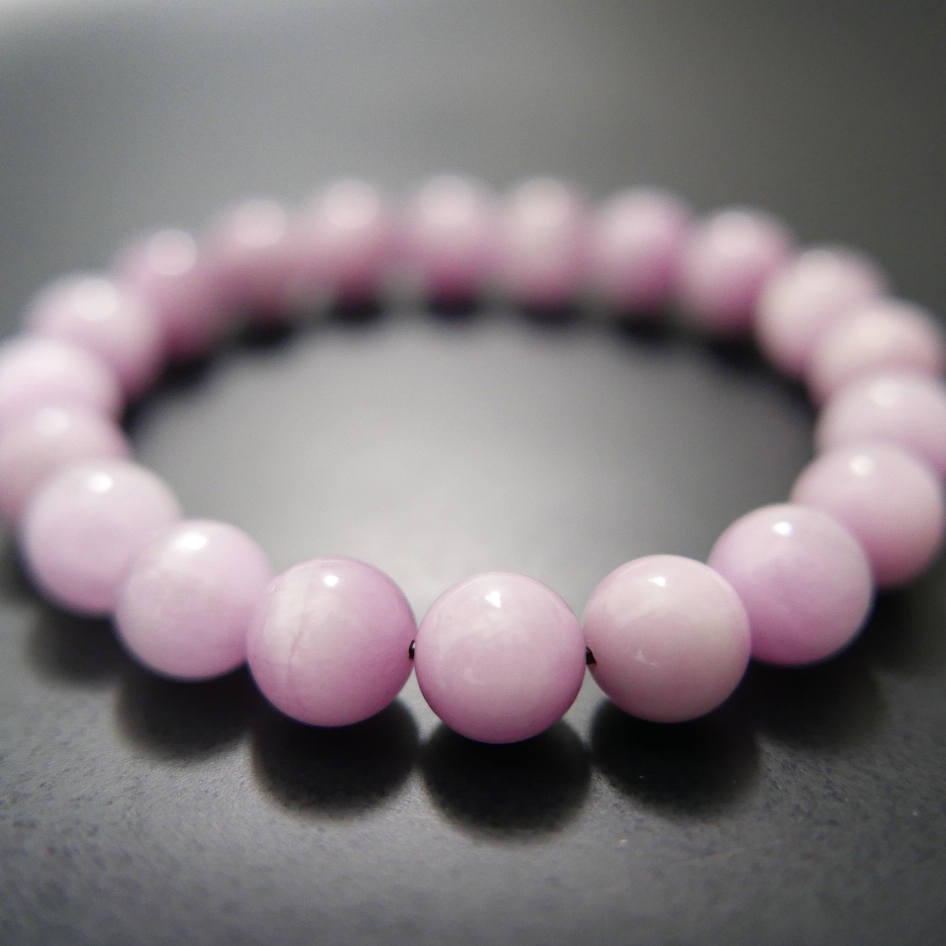 Kunzite Bead Bracelet (9-9.5mm) | Snow Heart Crystals - Online Crystal Shop Canada 