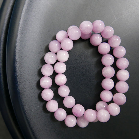 Kunzite Bead Bracelet (9-9.5mm) | Snow Heart Crystals - Online Crystal Shop Canada 