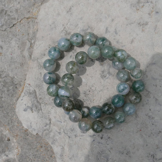 Moss Agate Bracelet (11.5-12mm)  | Snow Heart Crystals - Online Crystal Shop Canada