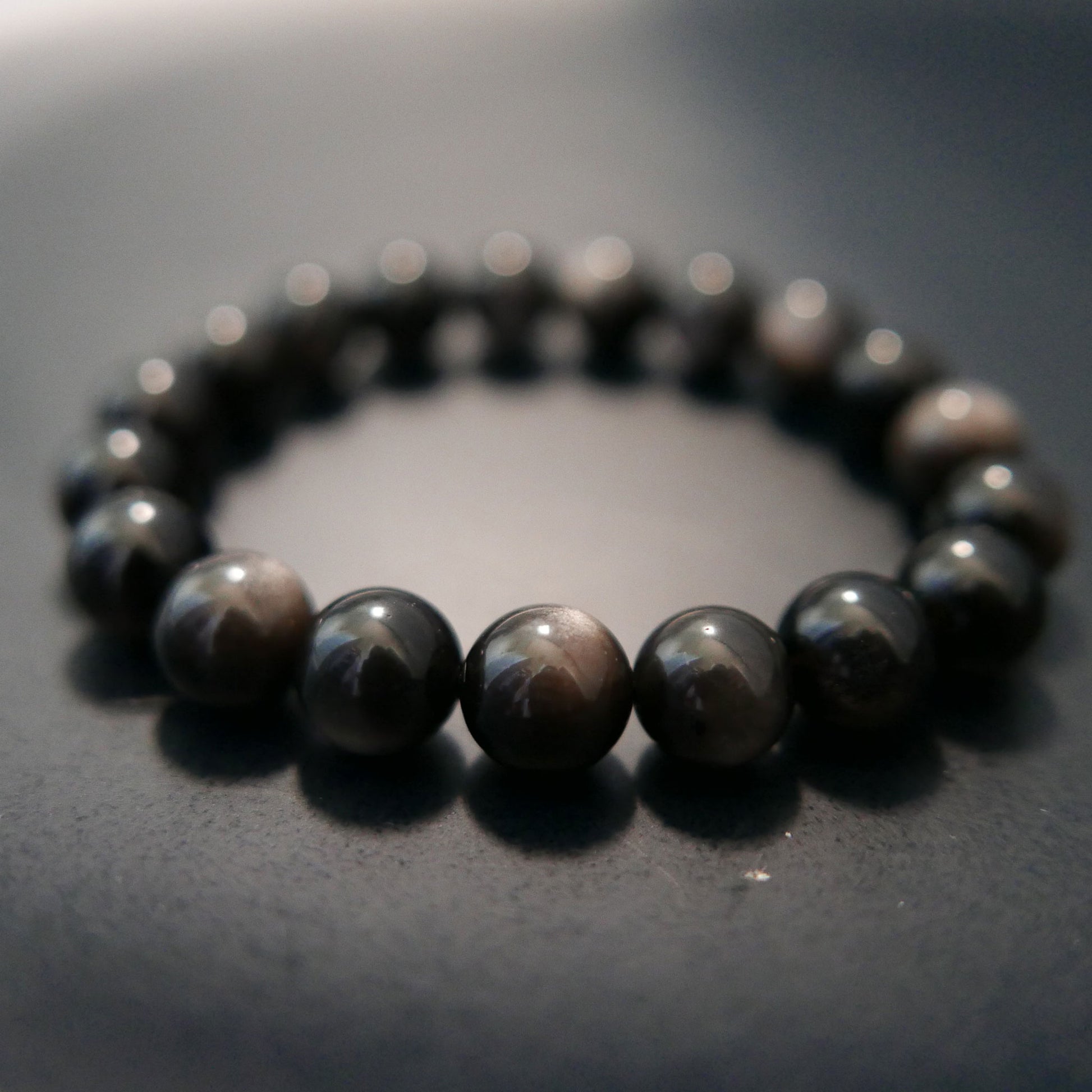 Silver Obsidian Bracelet (8-8.5mm) | Snow Heart Crystals - Online Crystal Shop Canada 