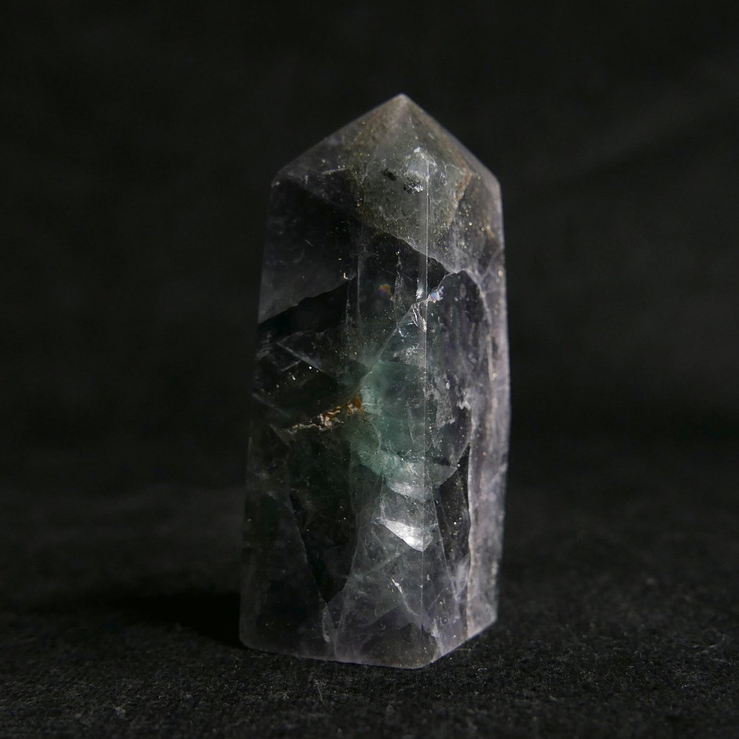 Fluorite with Pyrite Tower | Snow Heart Crystals