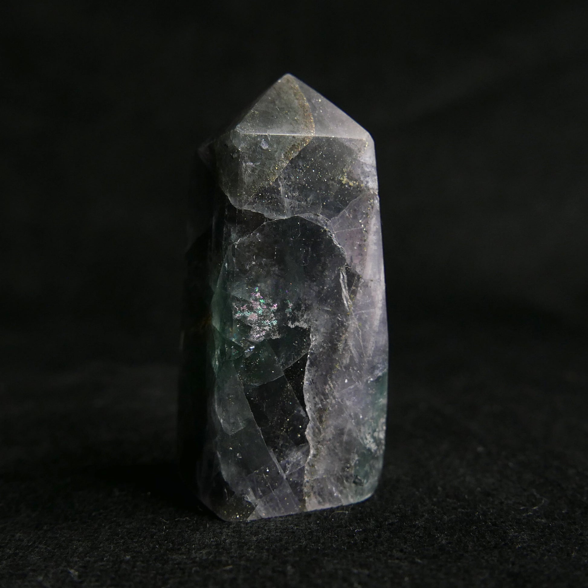 Fluorite with Pyrite Tower | Snow Heart Crystals