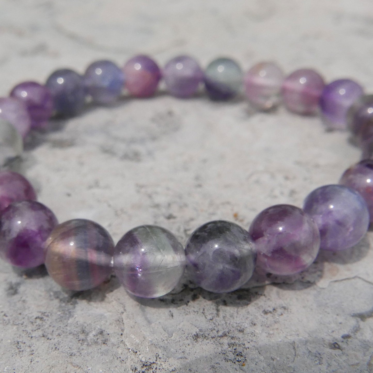 Fluorite Bead Bracelet (8-9mm) | Snow Heart Crystals - Online Crystal Shop Canada 