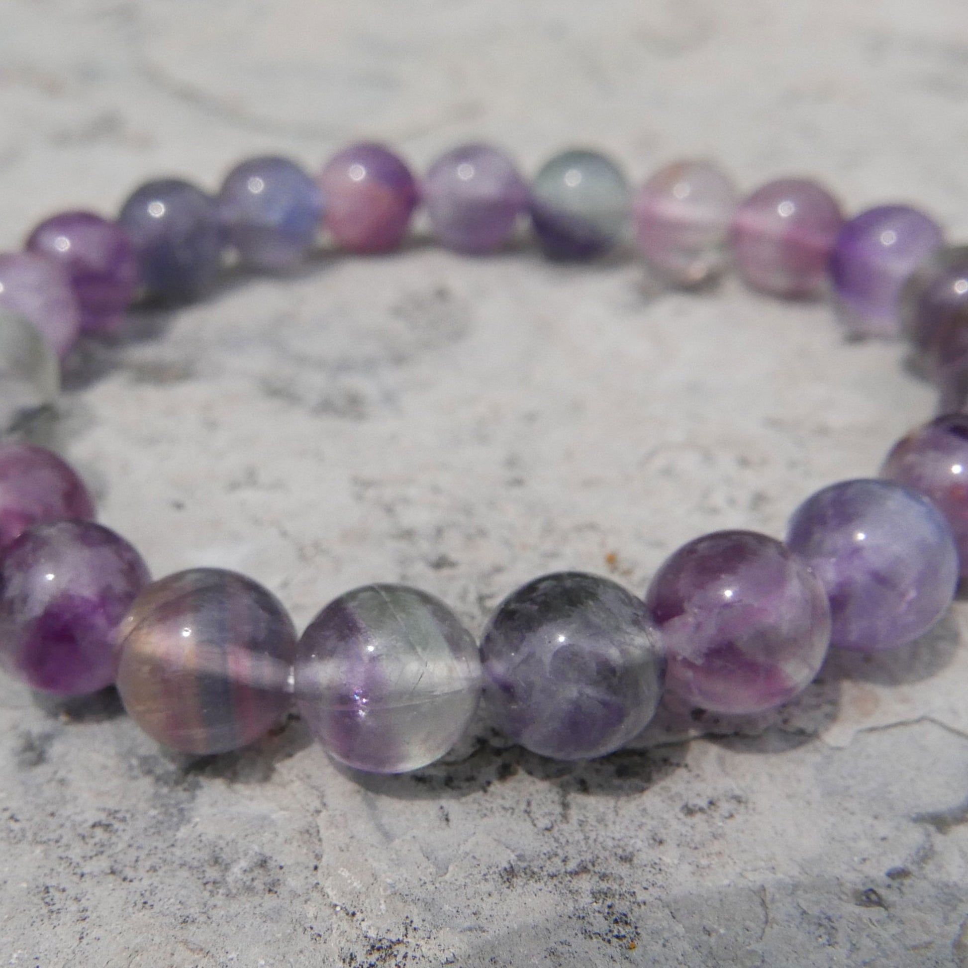 Fluorite Bead Bracelet (8-9mm) | Snow Heart Crystals - Online Crystal Shop Canada 