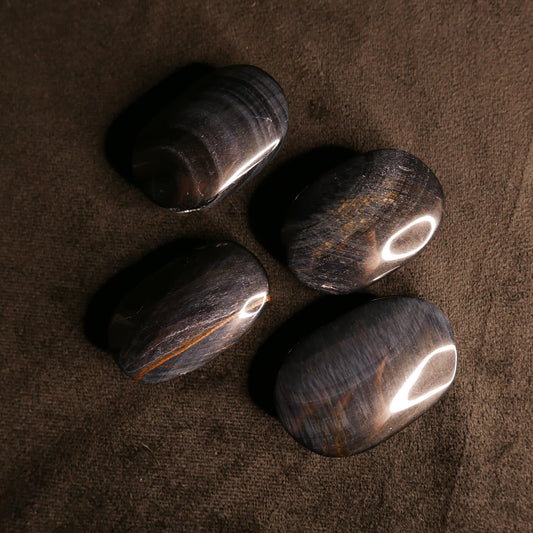 Blue Tiger Eye Palm Stone | Snow Heart Crystals 