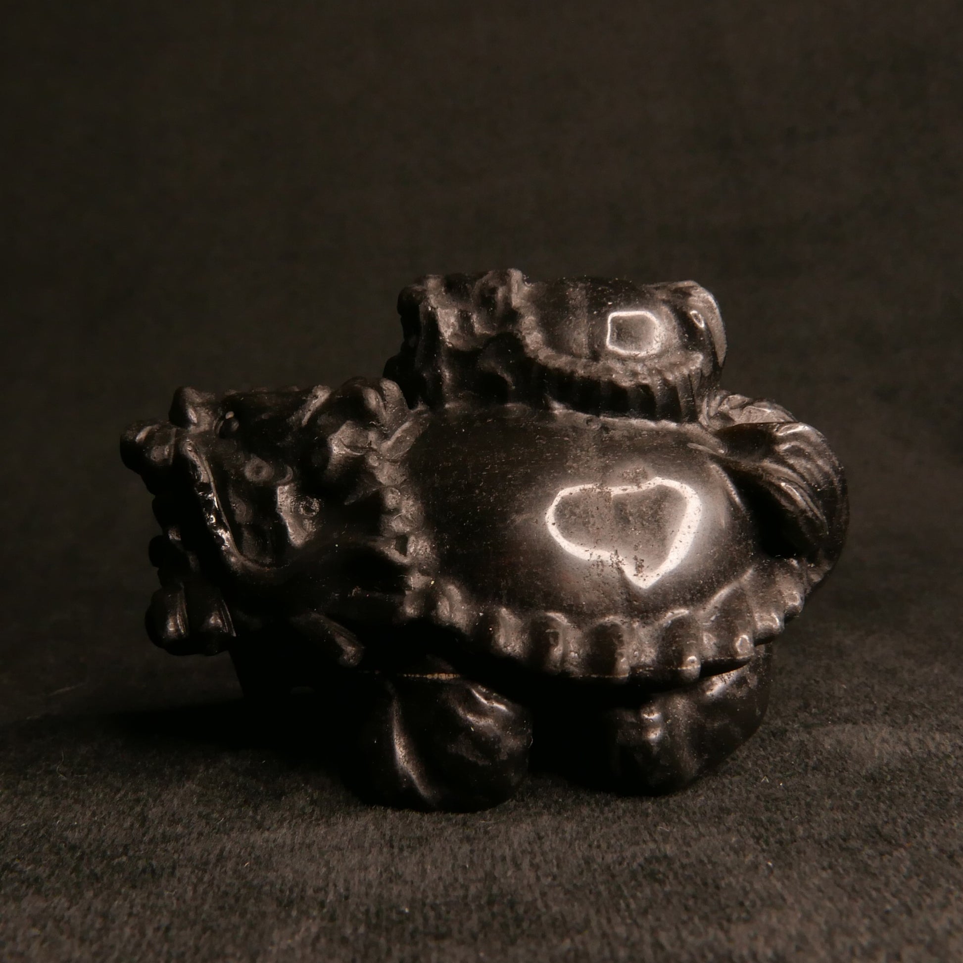 Black Obsidian Dragon Turtle with Baby Turtle on Back | Snow Heart Crystals - Online Crystal Shop Canada 