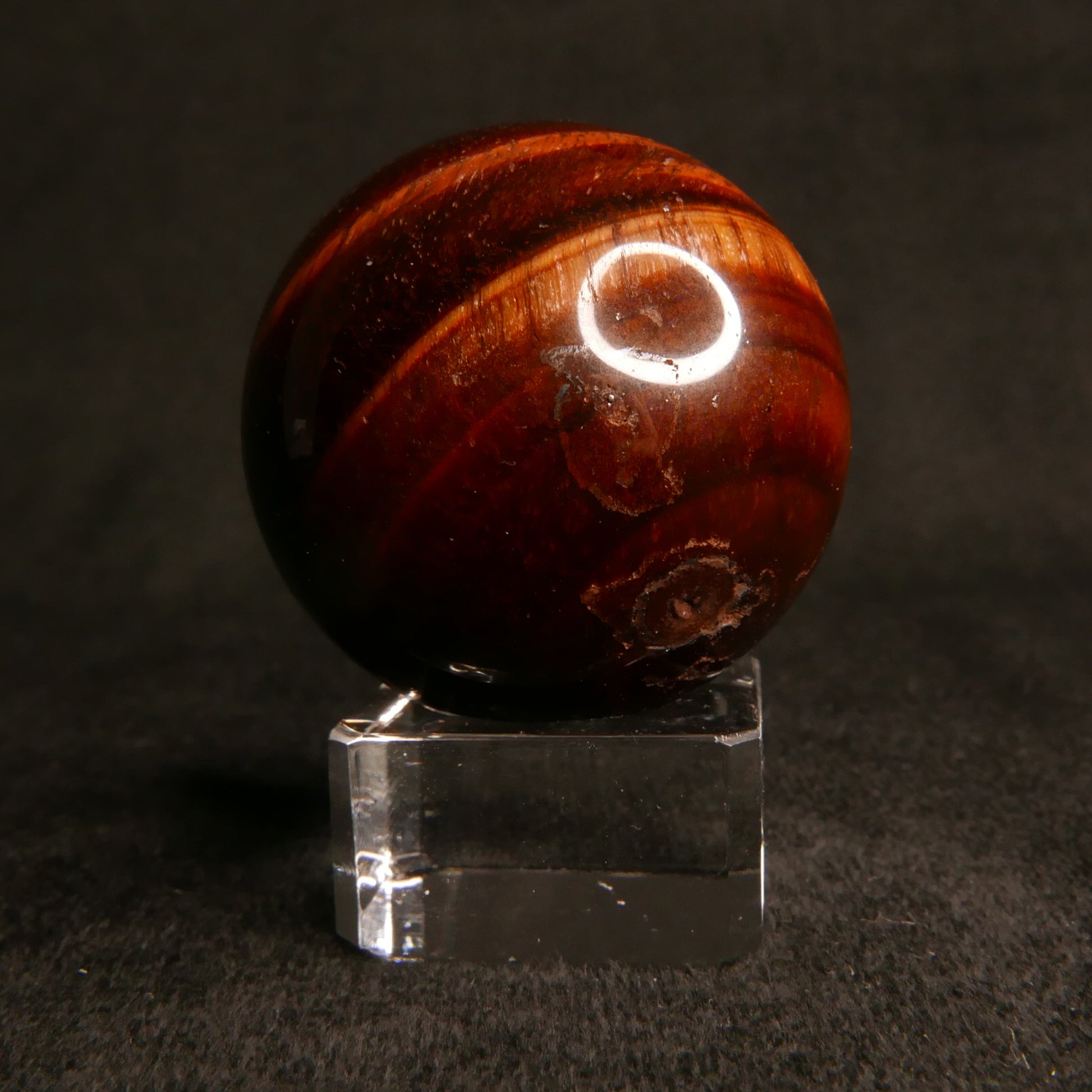 Red Tiger Eye Sphere with Glass Stand | Snow Heart Crystals - Online Crystal Shop Canada 