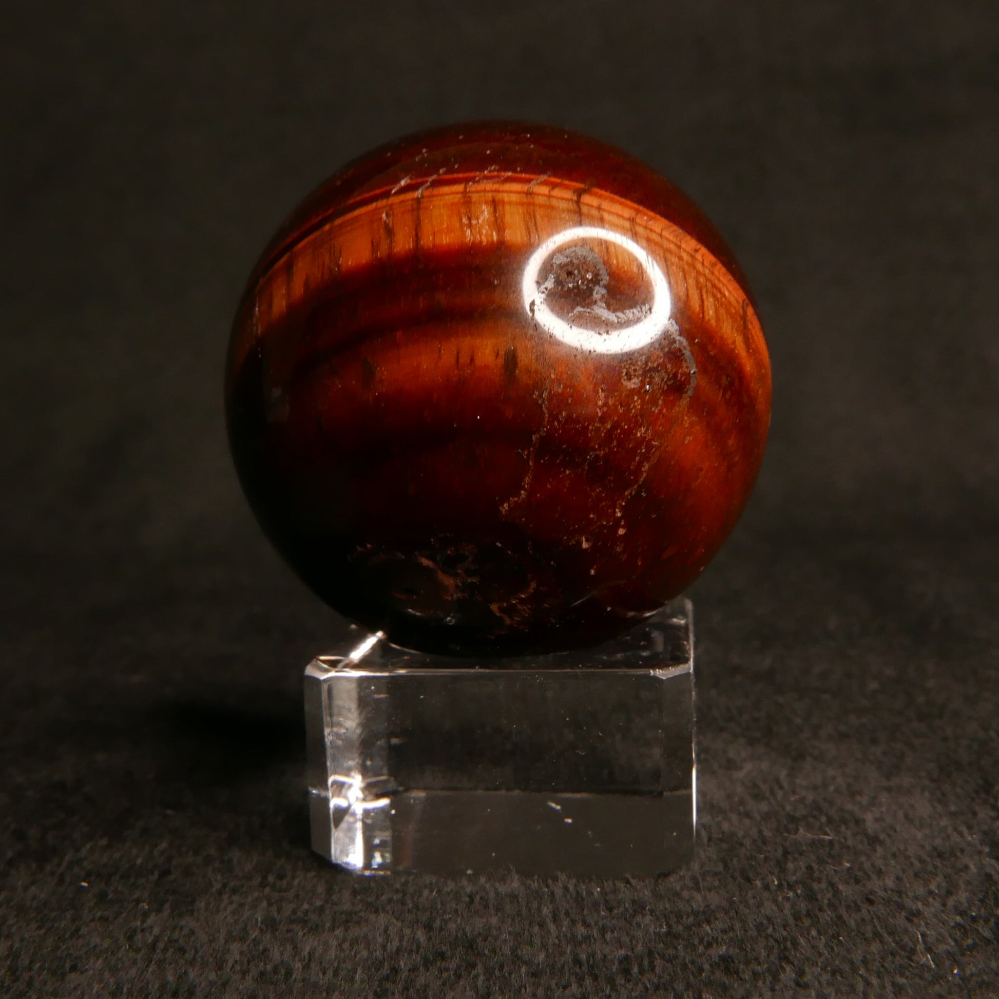 Red Tiger Eye Sphere with Glass Stand | Snow Heart Crystals - Online Crystal Shop Canada 