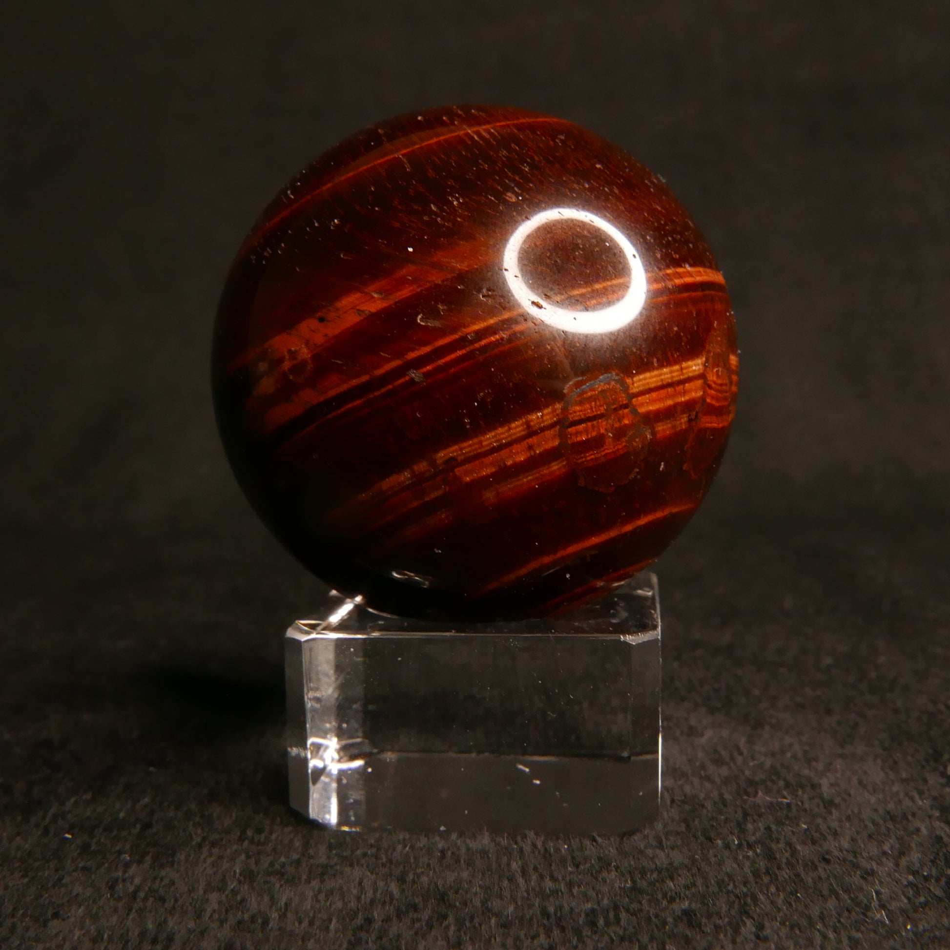 Red Tiger Eye Sphere with Glass Stand | Snow Heart Crystals - Online Crystal Shop Canada 