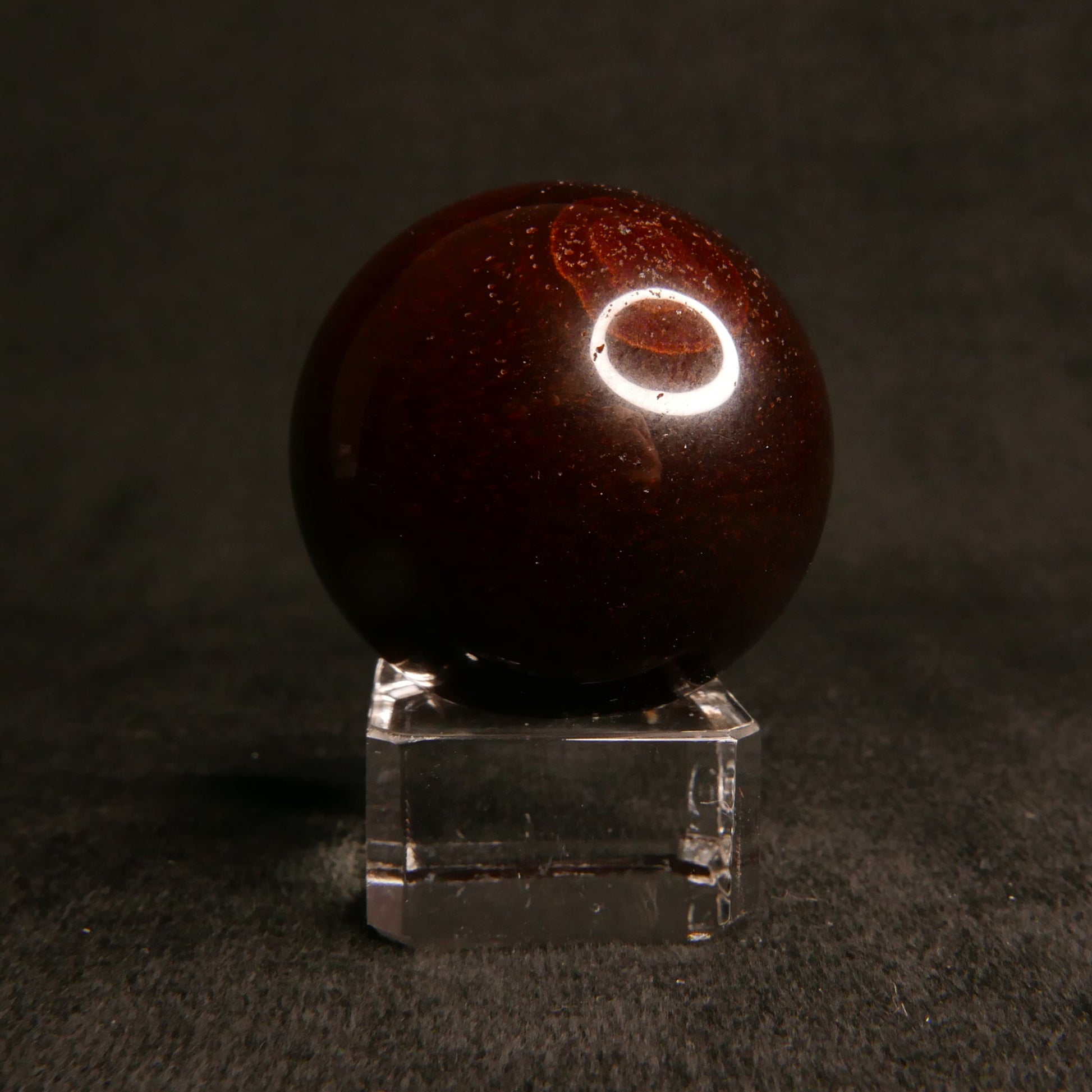 Red Tiger Eye Sphere with Glass Stand | Snow Heart Crystals - Online Crystal Shop Canada 