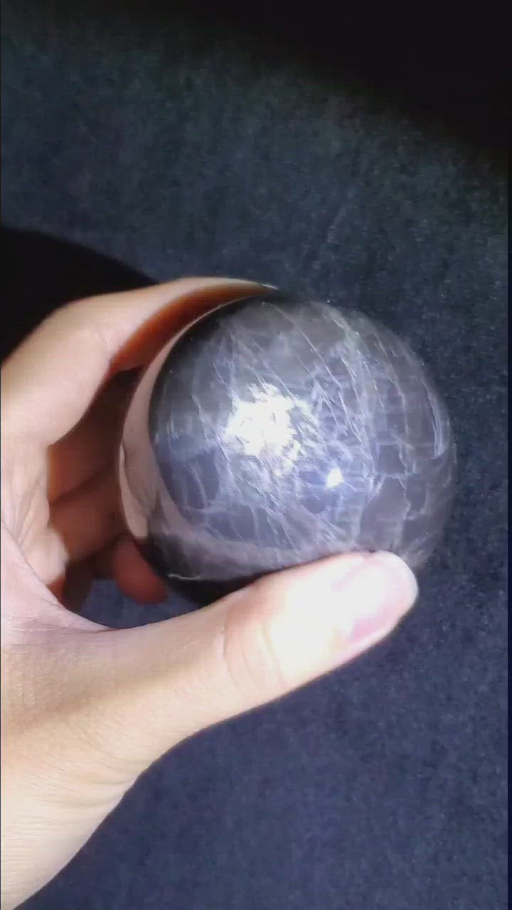 Black Moonstone Sphere | Snow Heart Crystals 