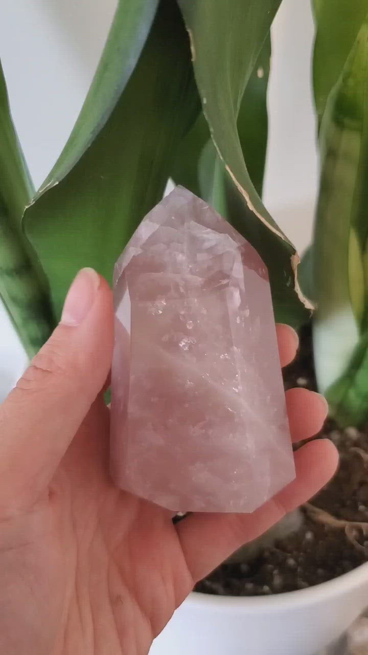 brazil rose quartz tower