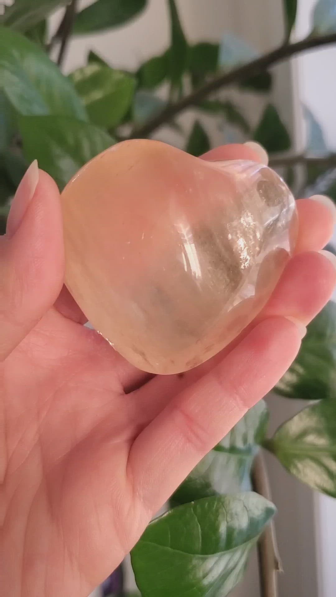 honey calcite heart