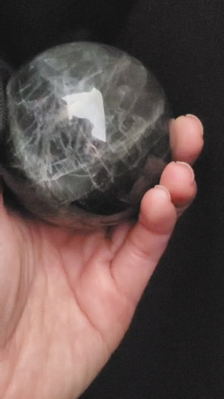 Black Moonstone Sphere | Snow Heart Crystals 