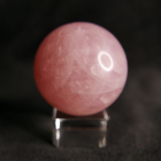 Rose Quartz Sphere with Glass Stand