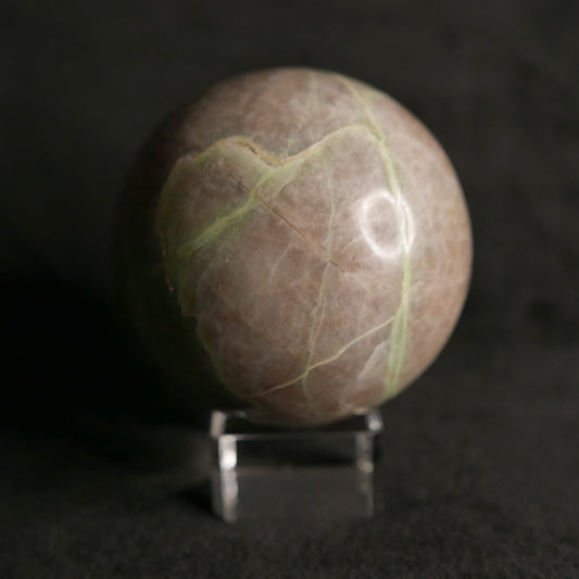 Green Moonstone Sphere with Glass Stand