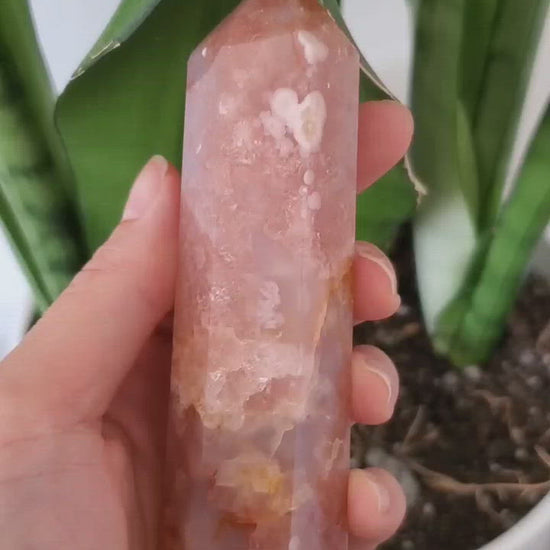flower agate crystal tower